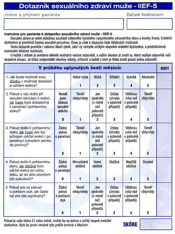 Dotazník sexuálního zdraví muže - IIEF-5